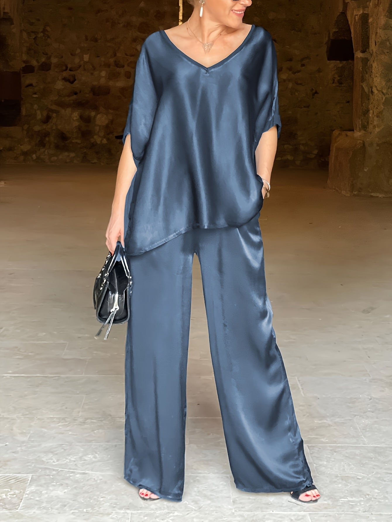 Ashlee - Elegantes Zweiteiliges Satz Mit Kurzen Ärmeln