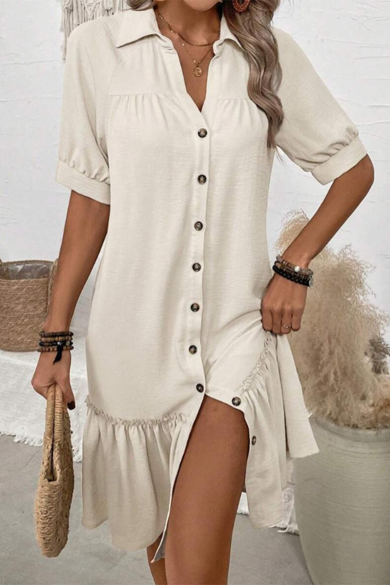 Beatriz – Elegantes Rüschenkleid Mit Knöpfen