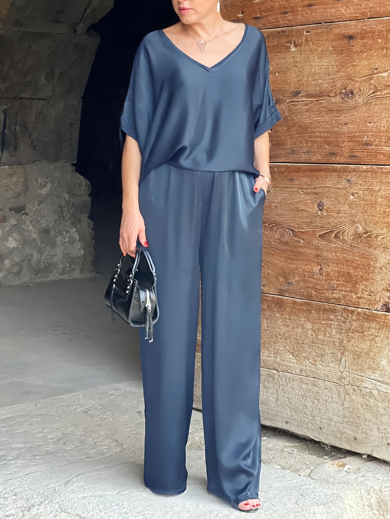 Ashlee - Elegantes Zweiteiliges Satz Mit Kurzen Ärmeln