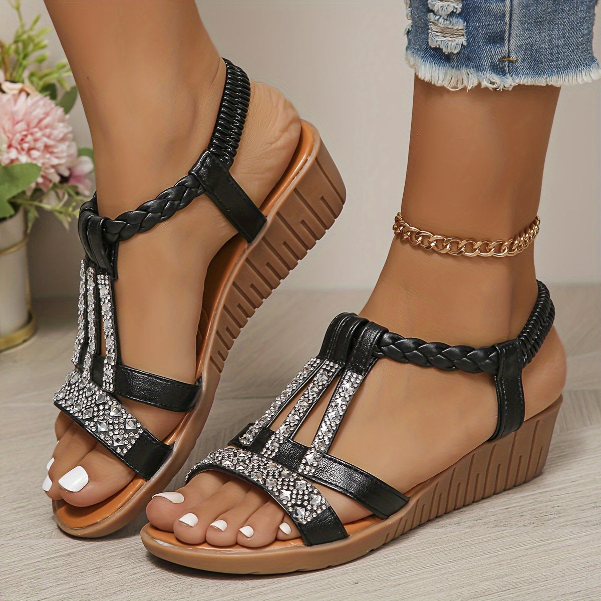 Trudy - Orthopädische Ibiza-Stil Sandalen mit Keilabsatz