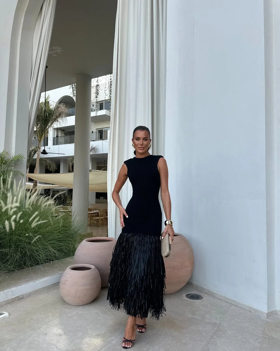 Ana - Langes Kleid mit Fransen