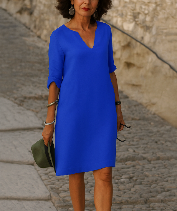 Adele - Bequemes V-Ausschnitt Kleid