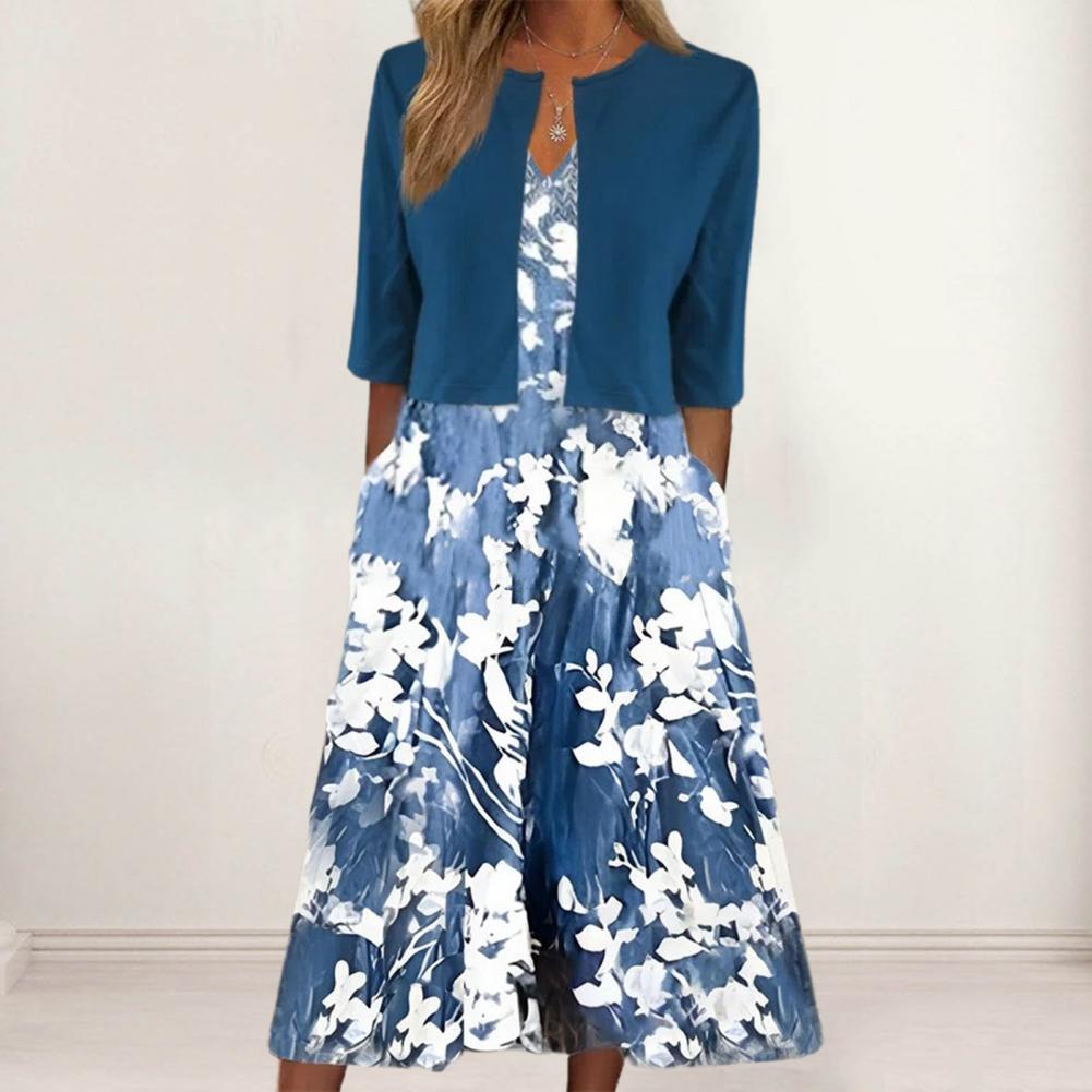 AMIRA - Elegantes Blumenkleid + KOSTENLOSE Sommer-Strickjacke