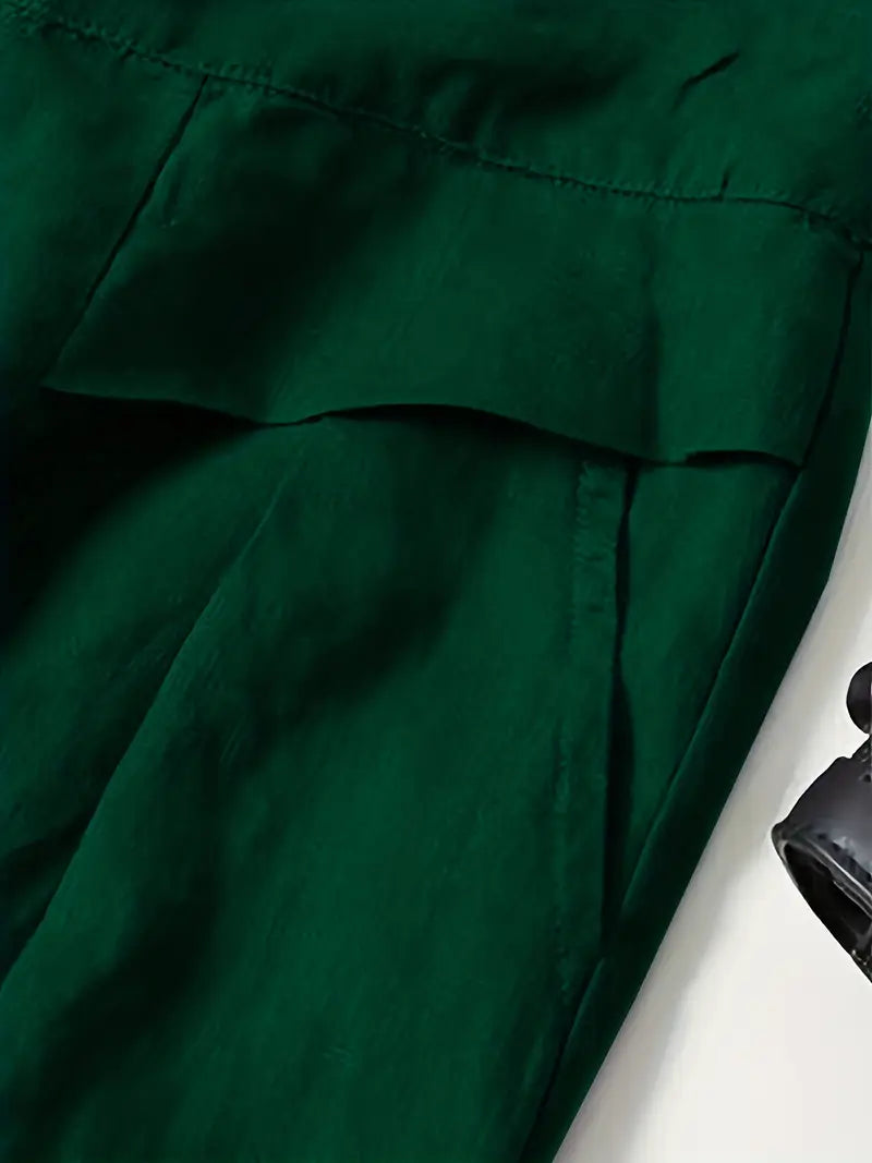 Anina - Weite Beine Leinen Hose