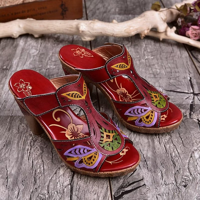 Ariana - Ferse Sandale Mit Folwer Drucken