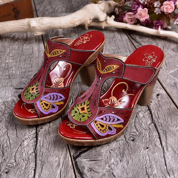 Ariana - Ferse Sandale Mit Folwer Drucken