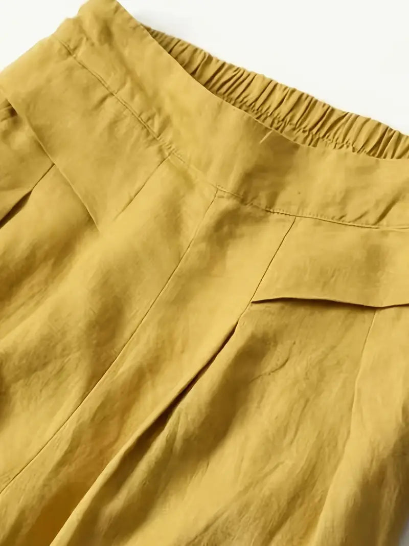 Anina - Weite Beine Leinen Hose