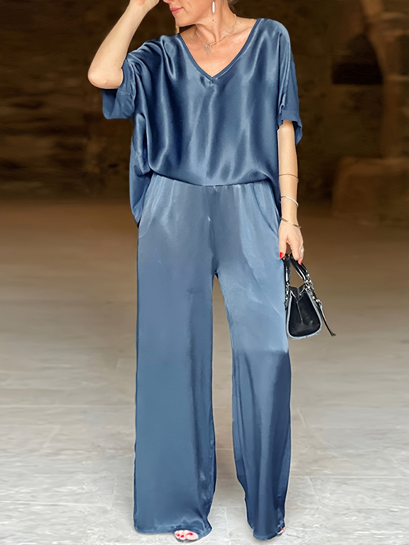 Ashlee - Elegantes Zweiteiliges Satz Mit Kurzen Ärmeln