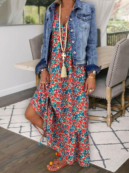 ISABEL - Langes Kleid mit V-Ausschnitt