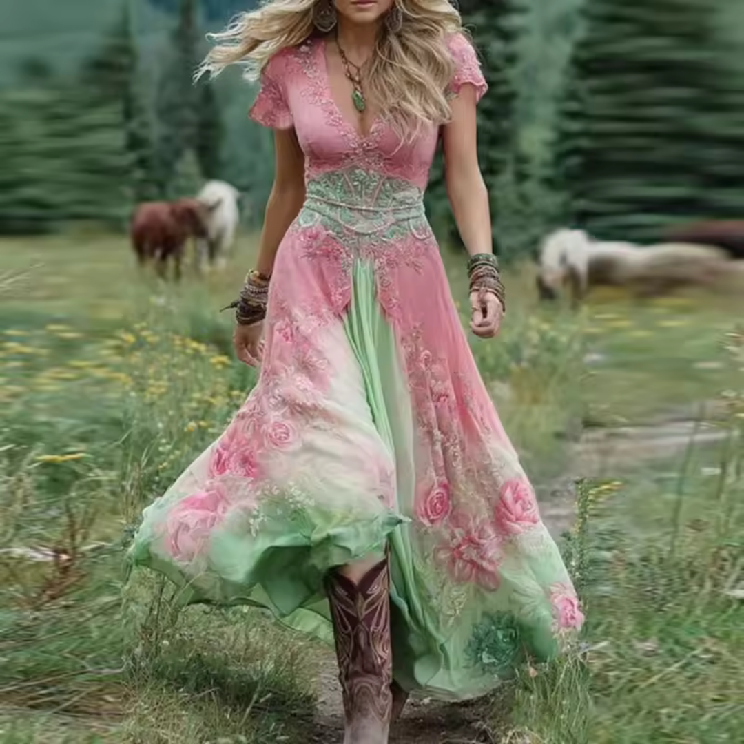 Celestine - Massgeschneidertes und fliessendes Blumenkleid