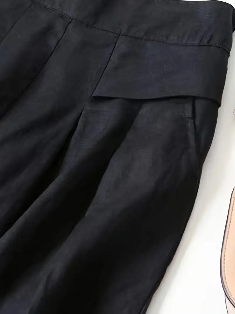 Anina - Weite Beine Leinen Hose