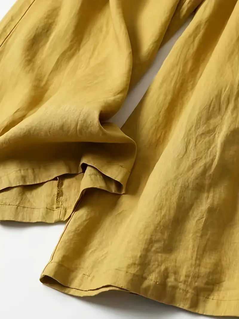 Anina - Weite Beine Leinen Hose