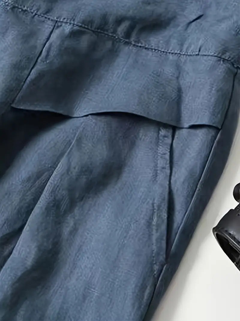 Anina - Weite Beine Leinen Hose